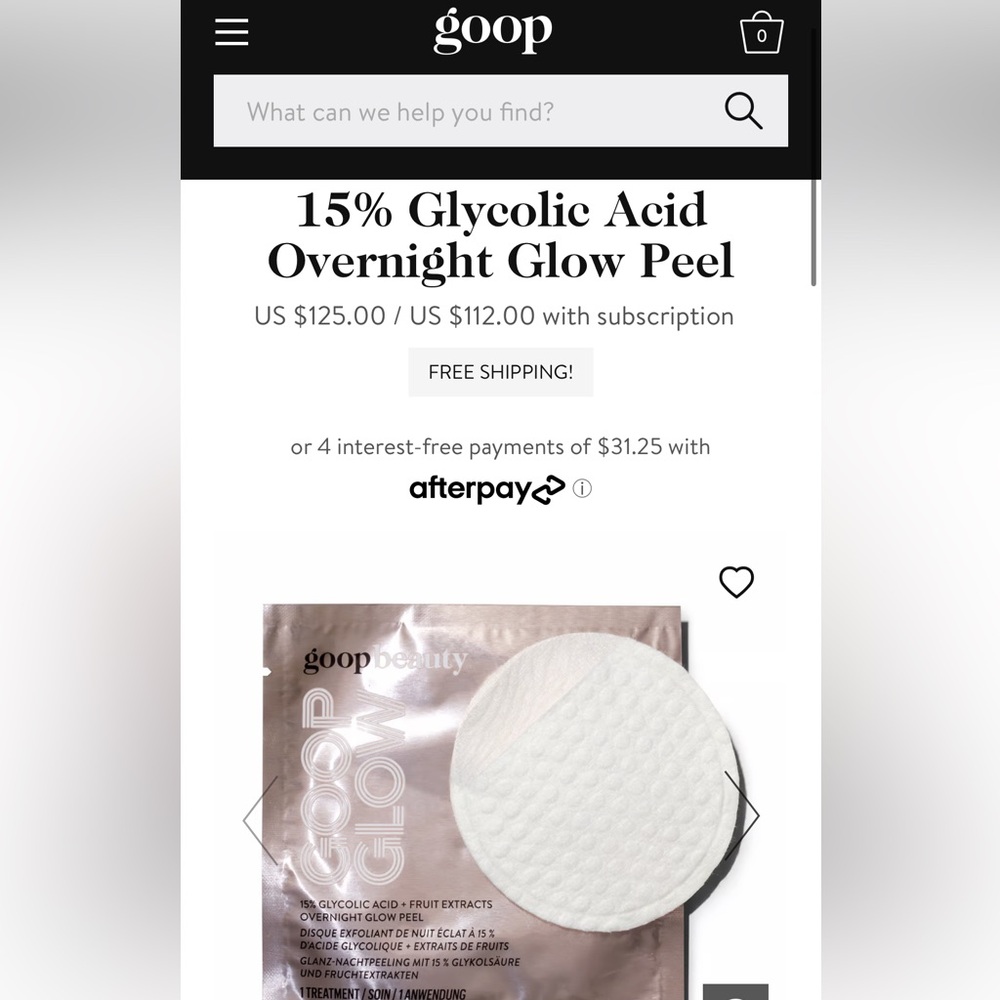 GOOP GLOW 15% Glycolic Acid Overnight Glow Peel 4 treatment pads